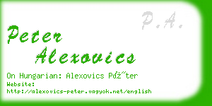 peter alexovics business card